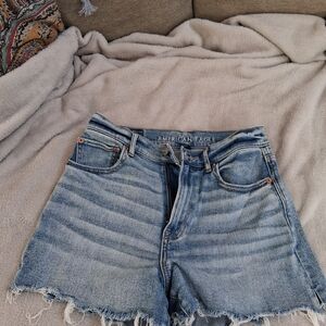 American Eagle Outfitters Light Blue Frayed Jean Shorts